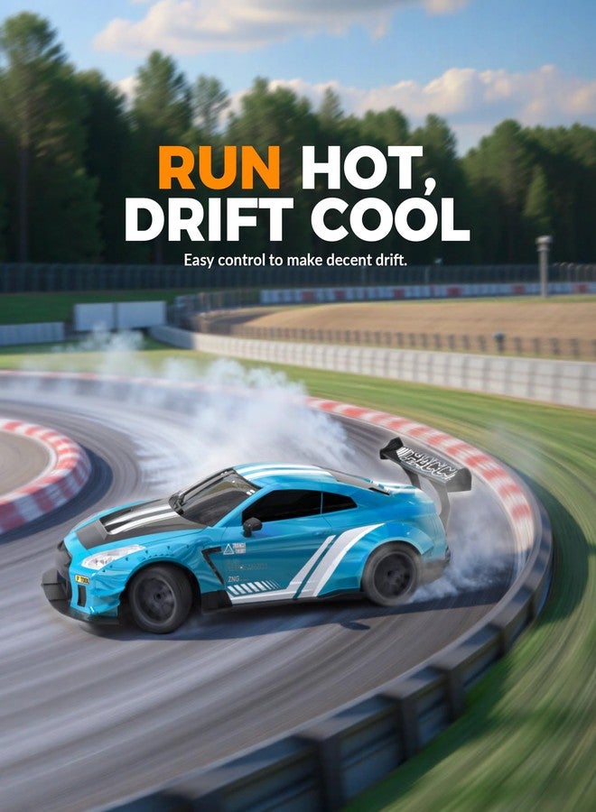 RACENT RC Drift Car, 1:20 Scale Remote Control Car with LED Lights, 2.4GHz 20KM/H 4WD High Speed RC Vehicle, Racing & Drifting Tires, Two Batteries, Toy Idea Gift for Adults Boys Girls and Kids (Blue) - Image 2